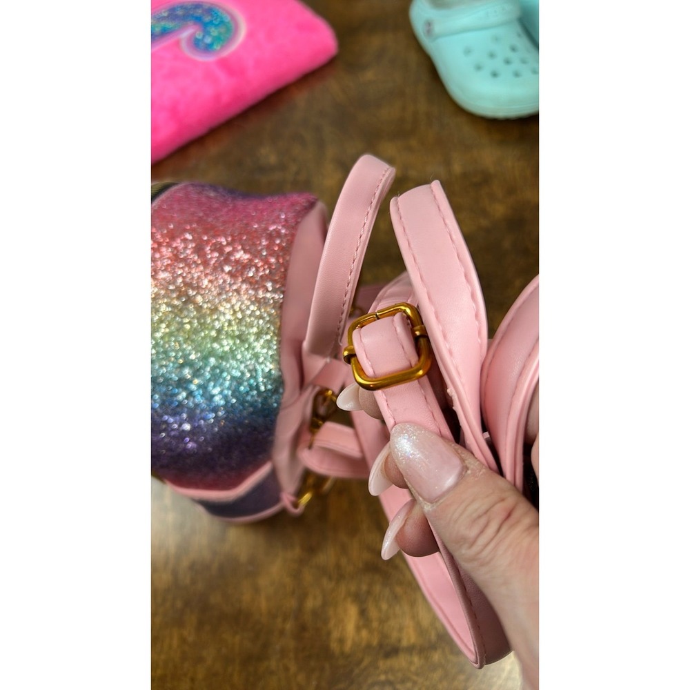 Glitter Rainbow Mini Backpack Cute Small Backpack Purse Shoulder Bag - Picture 11 of 12